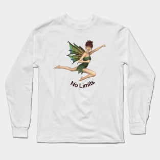 No Limits cute elf fairy faerie flying through air dragon wings Long Sleeve T-Shirt